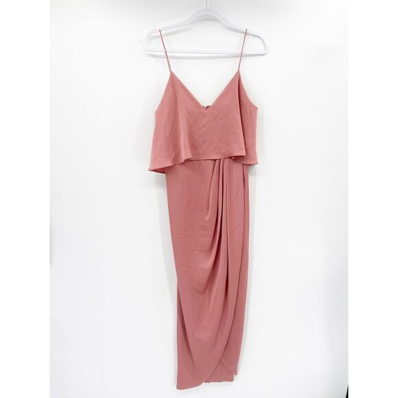 Shona Joy Rose Pink Luxe Frill Tulip Hem Maxi Dress Size 6 - Picture 3 of 10